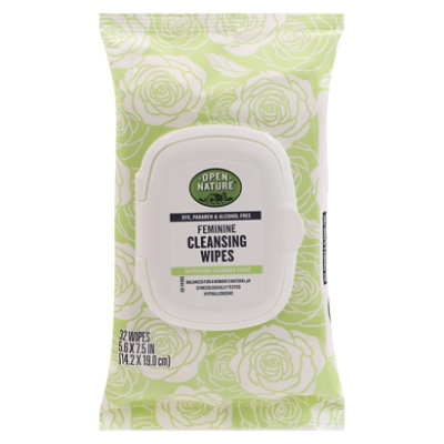 Open Nature Cleansing Wipes Feminine Cucumber - 32 CT - Albertsons