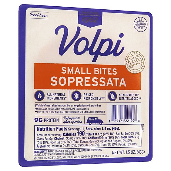 Volpi Sopressa Small Bites Sliced - 1.5 OZ