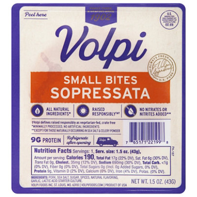 Volpi Sopressa Small Bites Sliced - 1.5 OZ