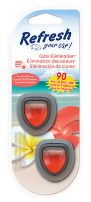 Refresh Your Car! Mini Diffusers Hawaiian Sunrise Scent - 2 Count