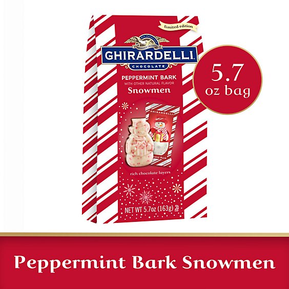 Ghirardelli Peppermint Bark Snowmen Bag - 5.7 Oz