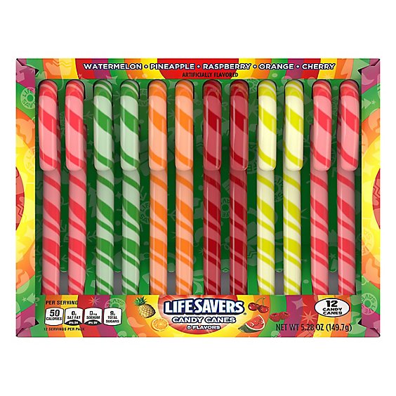 Life Savers Candy Canes Holiday 5 Flavors 12 Count - 5.28 Oz