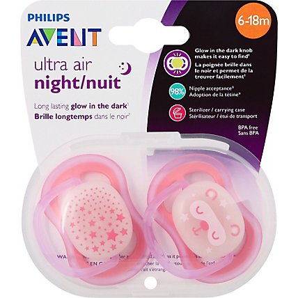 Philips Avent Ultra Air Nighttime Pacifier 6 To 18 Months - Each - Image 2