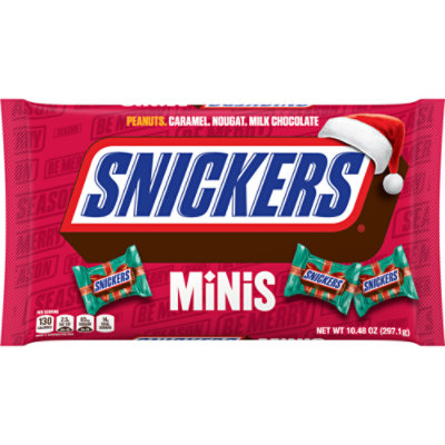Snickers Minis Size Holiday Christmas Candy Milk Chocolate Bars Bag - 10.48 Oz