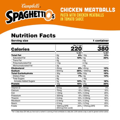 Campbell's SpaghettiOs Canned Pasta with Chicken Meatballs - 15.6 Oz - Image 4