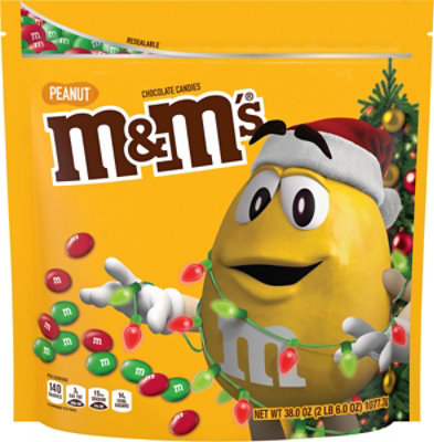 M&M'S Christmas Gift Peanut Milk Chocolate Candy Bag - 38 Oz - Image 1