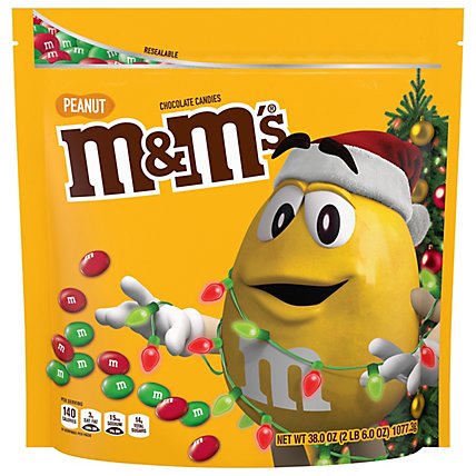 M&M'S Christmas Gift Peanut Milk Chocolate Candy Bag - 38 Oz - Image 1