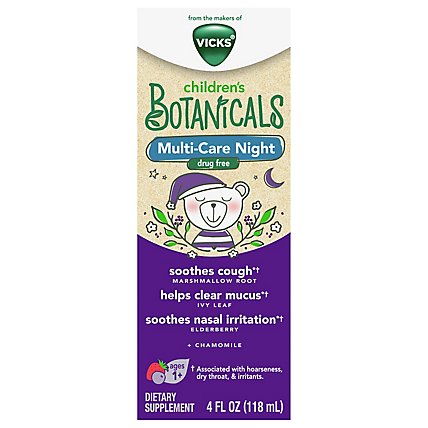 Vicks Childrens Botanicals Dietary Supplement Cough + Mucus + Nasal Multi Care Night - 4 Fl. Oz. - Image 3