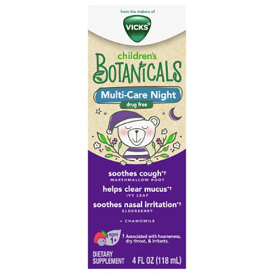 Vicks Childrens Botanicals Dietary Supplement Cough + Mucus + Nasal Multi Care Night - 4 Fl. Oz. - Image 3