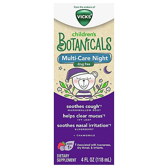 Vicks Childrens Botanicals Dietary Supplement Cough + Mucus + Nasal Multi Care Night - 4 Fl. Oz.