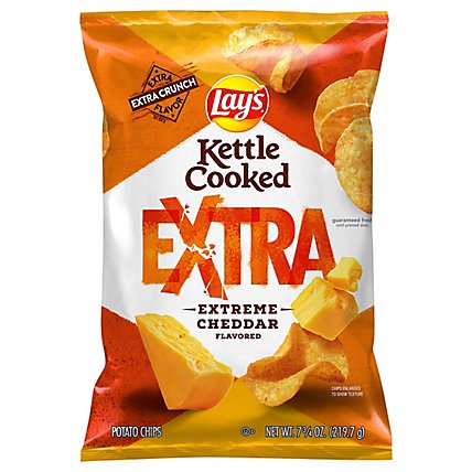 Lays Kettle Cooked Potato Chips Extreme Cheddar - 7.75 OZ - Image 1