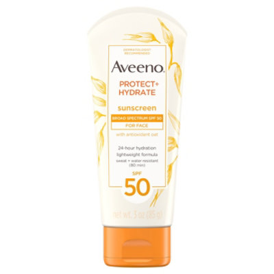 Aveeno Active Naturals Sunscreen Lotion Protect + Hydrate Broad Spectrum SPF 50 - 3 Oz