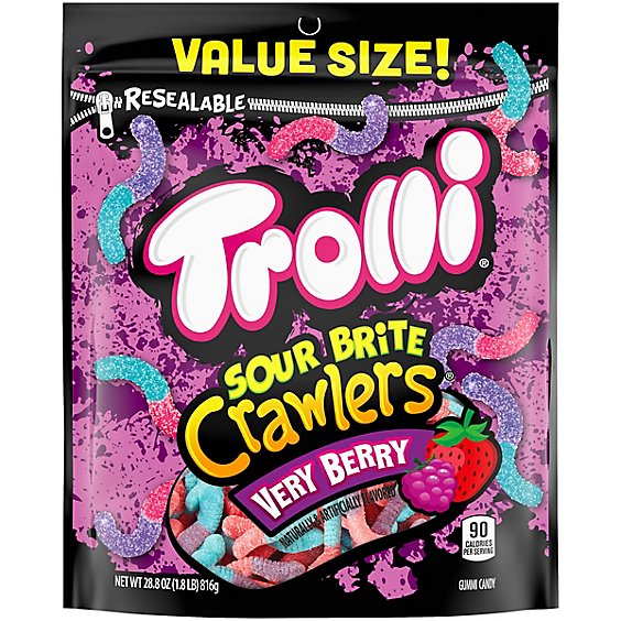 Trolli Gummi Candy Sour Brite Crawlers Very Berry - 28.8 Oz