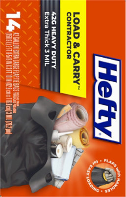 Hefty Trash Bags Contractor Flap Tie Load & Carry Heavy Duty 42 Gallon - 14 Count - Image 4