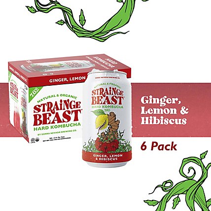 Strainge Beast Ginger Lemon & Hibiscus Hard Kombucha In Cans - 6-12 FZ - Image 1