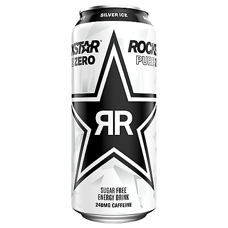 Rockstar Pure Zero Energy Drink Silver Ice Can - 16 FZ