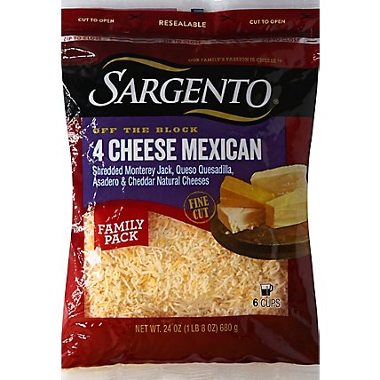 Sargento Off The Block Fine Cut 4 Cheese Mexican Blend Shredded Cheese - 24 OZ - Image 2