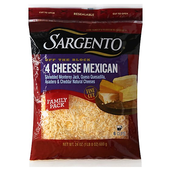 Sargento Off The Block Fine Cut 4 Cheese Mexican Blend Shredded Cheese - 24 OZ
