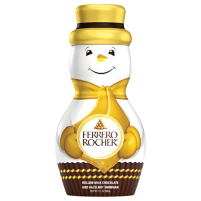 Ferrero Rocher Premium Milk Chocolate Hazelnut Hollow Snowman Luxury Holiday Gift - 3.1 Oz - Image 1