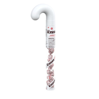 HERSHEY'S KISSES Candy Cane Flavored Christmas Candy Plastic Cane - 2.08 Oz - Image 1
