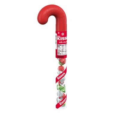 HERSHEY'S KISSES Milk Chocolate Christmas Candy Plastic Cane - 2.24 Oz - Image 1