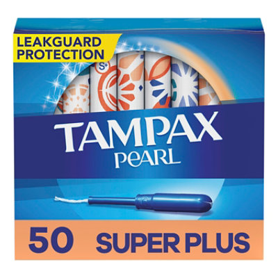 Tampax Pearl Tampons Super Plus Absorbency Unscented - 50 Count
