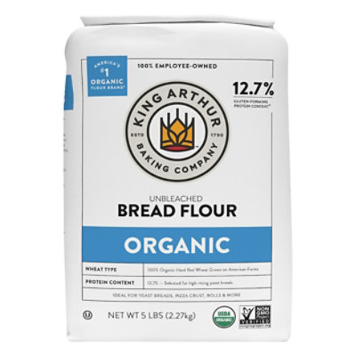 King Arthur 100% Organic Non-GMO Project Verified No Preservatives Unbleached Bread Flour - 5 Lb - Image 4