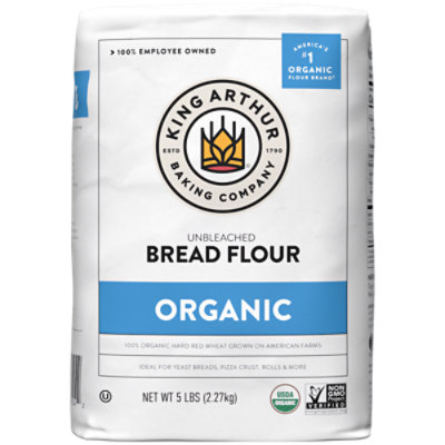 King Arthur 100% Organic Non-GMO Project Verified No Preservatives Unbleached Bread Flour - 5 Lb - Image 2