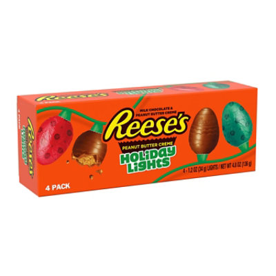 Reeses Milk Chocolate Peanut Butter Creme Holiday Lights Christmas Candy Box 4 Pieces - 4.8 Oz - Image 1