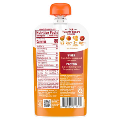 Happy Tot Organic Stage 4 Apples Peaches Pumpkin & Cinnamon Toddler Food Pouch - 4 Oz - Image 3