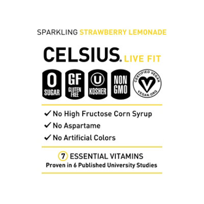 Celsius Sparkling Strawberry Lemonade - 12 Fl. Oz. - Image 4