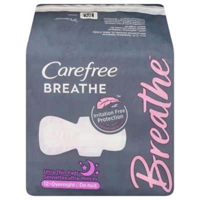 Carefree Breathe Ultra Thin Overnight Pads with Wings - 12 Count - Image 3