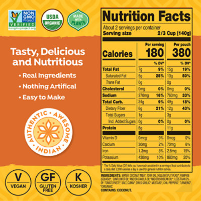 Tasty Bite Coconut Squash Dal Creamy Coconut Squash Curry - 10 Oz - Image 4