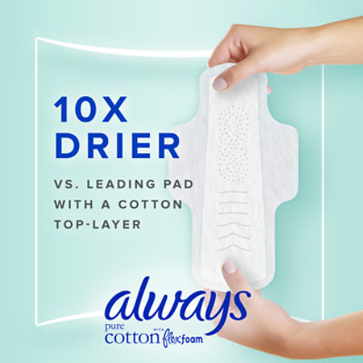 Always Pure Cotton with FlexFoam Pads for Women Size 1 Regular Absorbency with Wings - 28 Count - Image 3