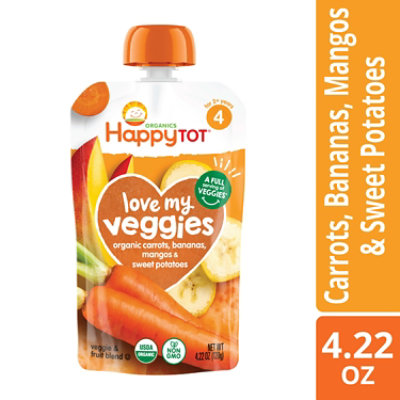 Happy Tot Organics Love My Veggies Stage 4 Organic Carrots Bananas Mangos Sweet Potatoes - 4.22 Oz - Image 1
