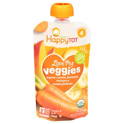 Happy Tot Organics Stage 4 Carrots Bananas Mangos And Sweet Potatoes Pouch - 4.22 Oz