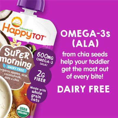 Happy Tot Organic Stage 4 Apple Acai Coconutmilk Oat Cinnamon & Chia Tot Food Pouch - 4 Oz - Image 3