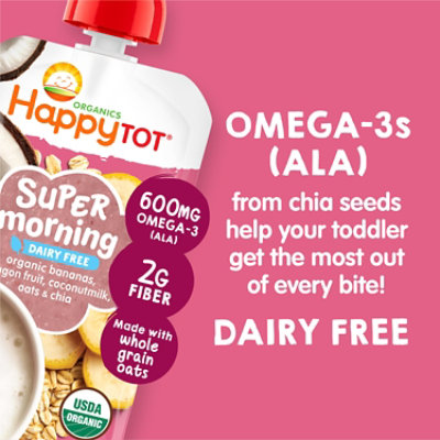 Happy Tot Organic Super Morning Organic Banana Dragon Fruit Coconut milk Oat & Chia - 4 Oz - Image 3
