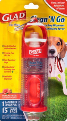 Glad Clean & Go Pet Waste Bag Dispenser W/ Sanitizer Spray - EA - Image 2