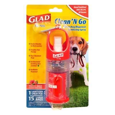 Glad Clean & Go Pet Waste Bag Dispenser W/ Sanitizer Spray - EA - Image 1