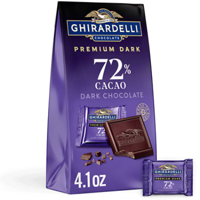 GHIRARDELLI PREMIUM DARK 72% Cacao Dark Chocolate SQUARES - 4.1 Oz
