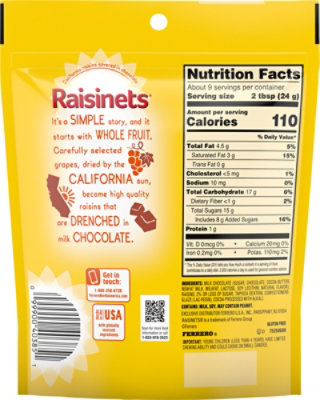 Raisinets Gluten-free Milk Chocolate Covered California Raisins Resealable Bag - 8.0 Oz - Image 5