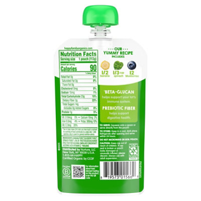 Happy Tot Organic Stage 4 Bananas Spinach & Blueberries Toddler Food Pouch - 4 Oz - Image 3