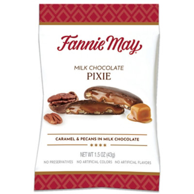 Fannie May Milk Premium Chocolate Pixies with Caramel and Pecans Single Serve Treat - 1.5 Oz - Image 1