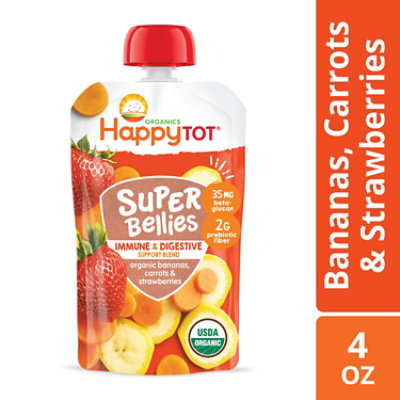 Happy Tot Organics Super Bellies Stage 4 Immune+Digestive Support Bananas Carrots Strawberry - 4 Oz - Image 1