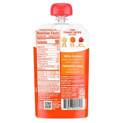 Happy Tot Organic Stage 4 Bananas Carrots & Strawberries Organic Toddler Food Pouch - 4 Oz - Image 3
