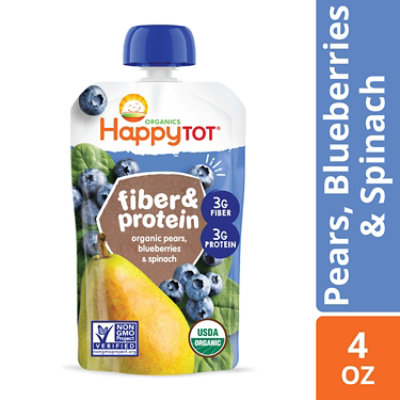 Happy Tot Organics Fiber And Protein Stage 4 Organic Pears Blueberries And Spinach Pouch - 4 Oz - Image 2