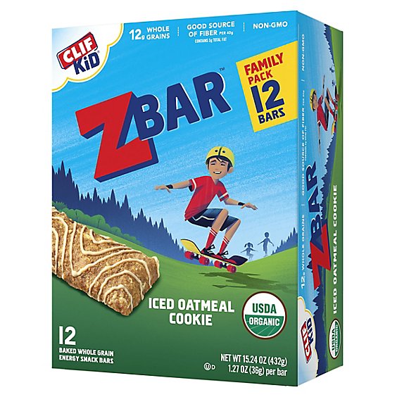 CLIF Kid Zbar Organic Iced Oatmeal Cookie Energy Bars - 12 Count