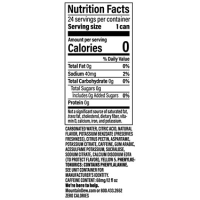 Mtn Dew Zero Sugar Soda Cans - 24-12 Fl. Oz. - Image 3