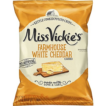 Miss Vickies Farmhouse White Cheddar Kettle Cooked Potato Chips - 2.25 OZ - Image 2